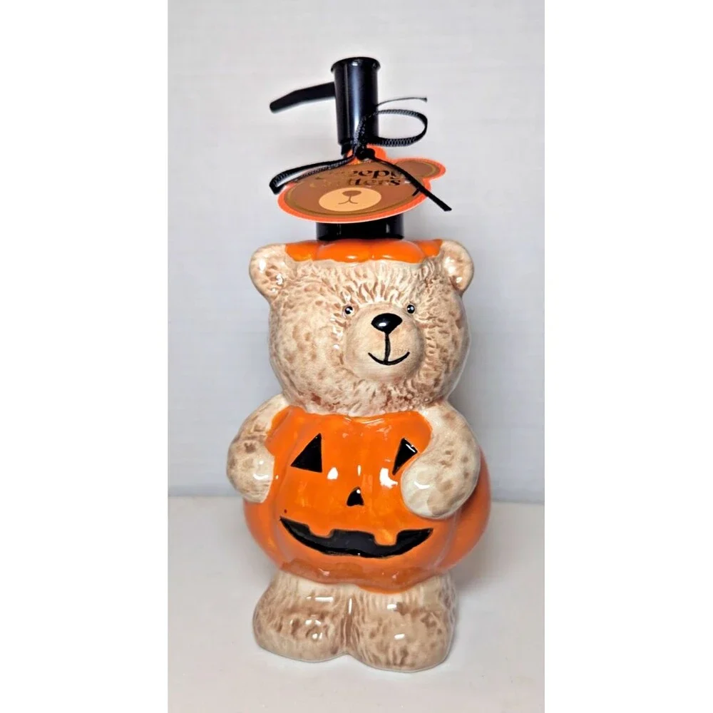 Creepy Critters Teddy Bear Pumpkin Costume Halloween Soap Dispenser Ceramic NEW